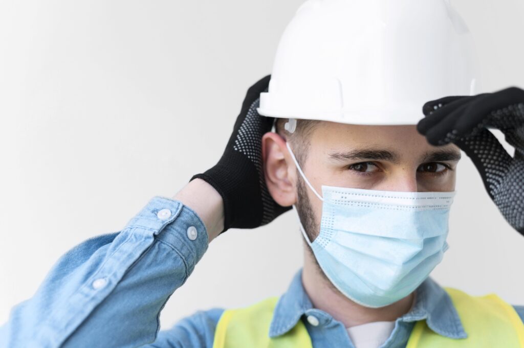 man wearing special industrial protective